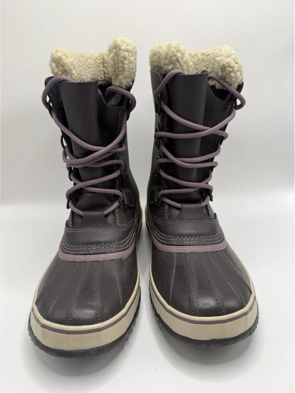 Sorel Winter Carnival Boot Womens Sz 8 Shoes Gray Leather Lace Up WP Insulated